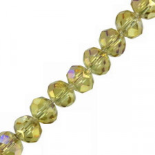 Faceted glass rondelle beads 4x3mm Honey yellow ab